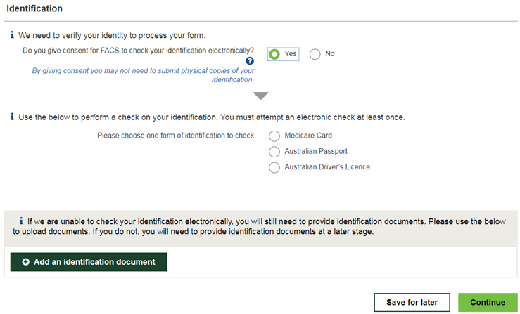 Enter your details and select Run Identification Check